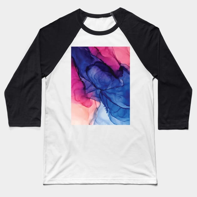 Pondering- Blush and Blue- Alcohol ink painting Baseball T-Shirt by Elizabeth Karlson Art